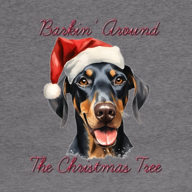 Christmas Doberman Pinscher Dog in Santa Hat by Pawsitive Curios